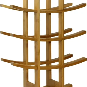 12 Bottle Bamboo Wine Rack, 4 Tier Countertop Bottle Shelf, Red Stain