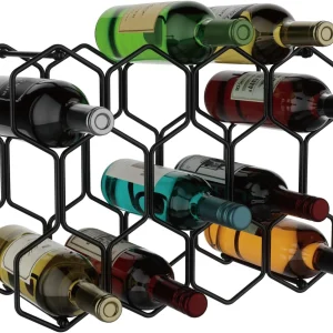 14 Bottle Countertop Wine Rack, Metal Wine Holder, Black