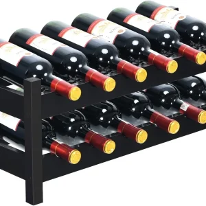 2 Tier Bamboo Wine Display Rack, 12 Bottle, Brown