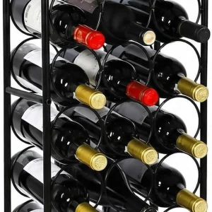 23 Bottle Arched Freestanding Floor Wine Rack, Metal Bottle Stand, Black