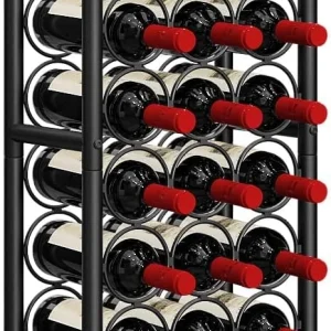 23 Bottle Freestanding Floor Wine Rack, Metal Bottle Stand, Black