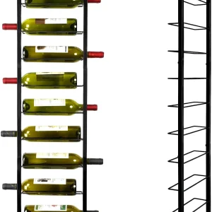 Wall Mounted Wine Rack, 10 Bottle Metal Hanging Holder, Black
